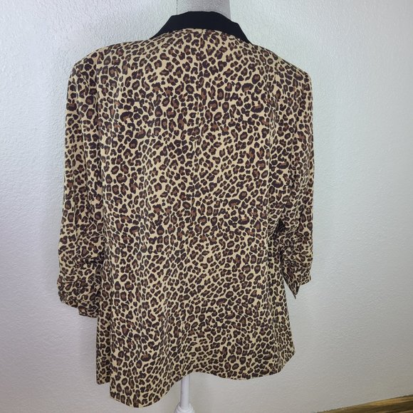 Rachel Zoe Leopard Print Tuxedo Blazer Plus Size 1X - Picture 5 of 9